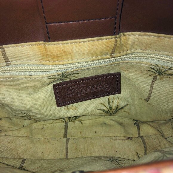 Fossil Multicolor Straw Mini Shoulder Bag Palm Tree Lining - Picture 10 of 11